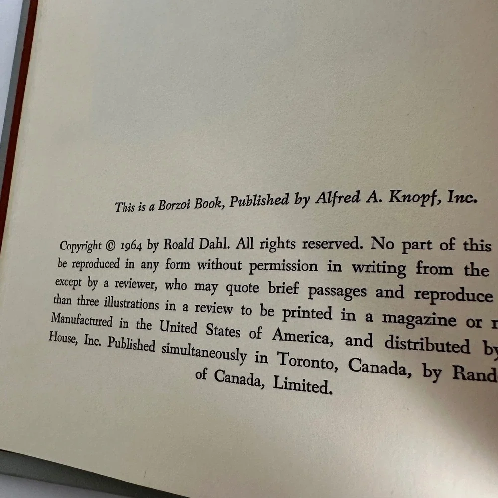 1964 Roald Dahl Charlie and the Chocolate Factory Vintage Hardcover Knopf Gray